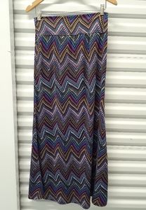 Haoohu Maxi Multicolored Boho Graphics Skirt Size Small